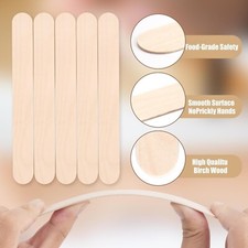 8 Inch Jumbo Natural Wooden Craft Sticks, Popsicle Sticks - 60 Pieces