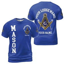 Customize Name Lodge Name Masonic Lodge Freemasonry 3D T-Shirt S-5XL