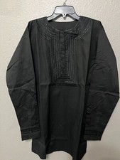 African clothing for men-Embroidered Dashiki M-7X long sleeve black