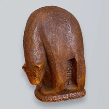 Boma Fait Au Canada Carved Resin Bear 6” MCM Midcentury Modern