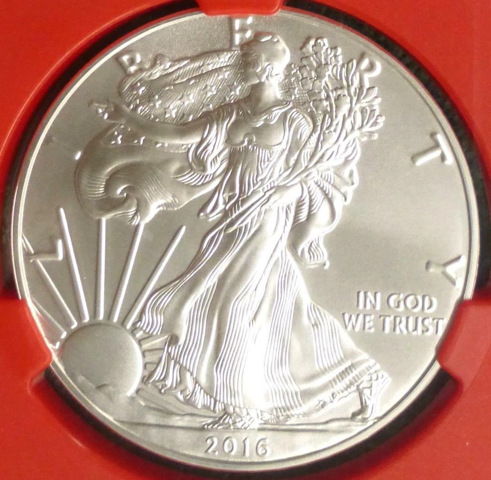 2016 W NGC MS 70 Lettered Edge Burnished Silver Eagle Dollar, Red Core Slab - Image 4 of 4