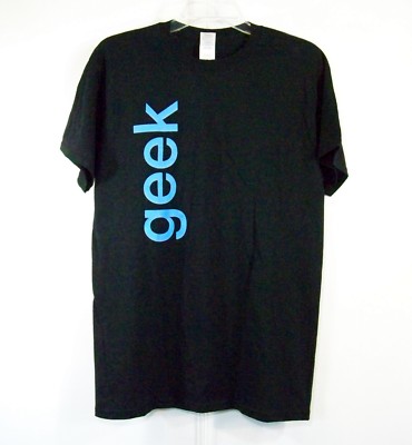 Gildan Computer GEEK Mens M T-Shirt Black 2-Sided Short Sleeve Graphic Tee