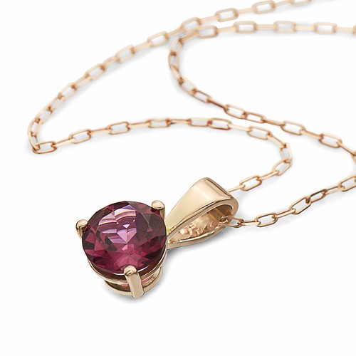 Birthstone 14K Rose Gold Rhodolite Garnet 0.66 cts 18" Pendant Necklace - Picture 3 of 5