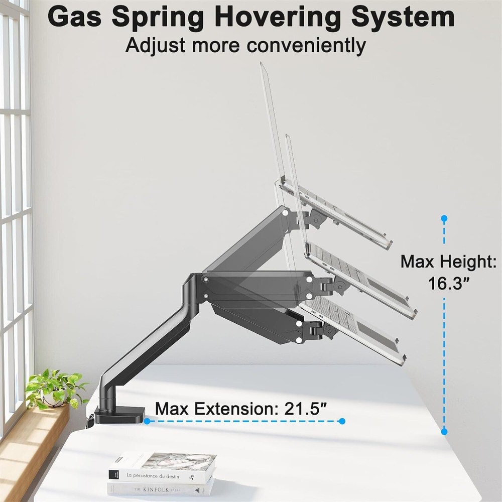 Ergonomic 2-in-1 Gas Spring Laptop Stand and Monitor Desk Mount