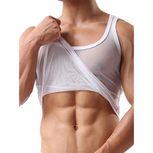 Para hombre Camiseta sin mangas Transparente Malla Transparente Camiseta Deportes Gimnasio Fitness Entrenamiento Chaleco - Imagen 8 de 71