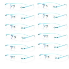 12 PACK Elastic TR90 transparent Blue Flexible rimless reading glasses Reader