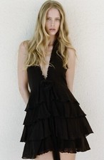 ZARA TEXTURED FLORAL COTTON GAUZE DRESS