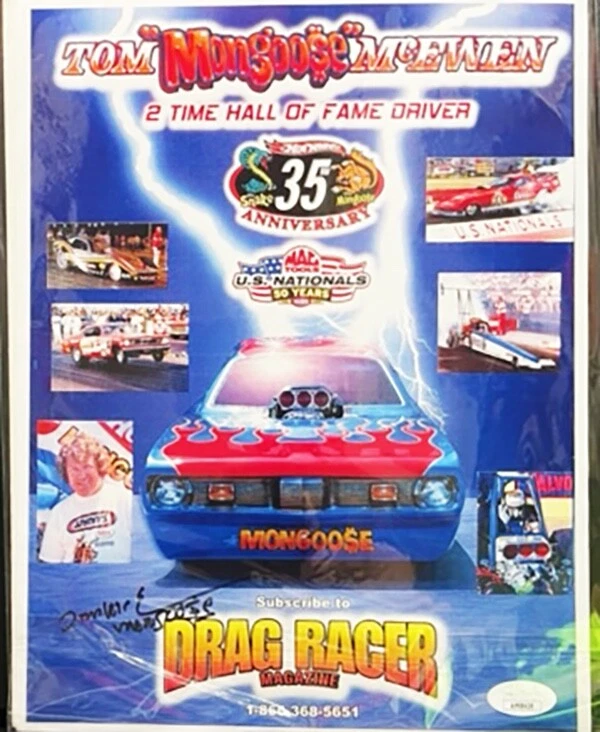 VRHTF NHRA "VINTAGE ORIGINAL TOM THE MONGOOSE MCEWEN COMBO ARTÍCULOS VENTA CON CERTIFICADO DE AUTENTICIDAD-LEER Foto 3 de 4