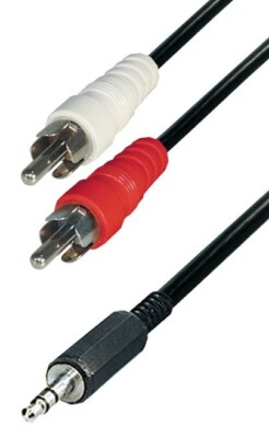 1,5m Audio Verbindungskabel 2x Cinch - AUX 3,5mm Klinkenstecker Stereo  A49