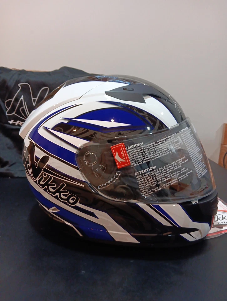 Nikko N-916 белый/синий полное лицо маска мотоциклетный шлем взрослый размер XS новый - Изображение 4 из 4