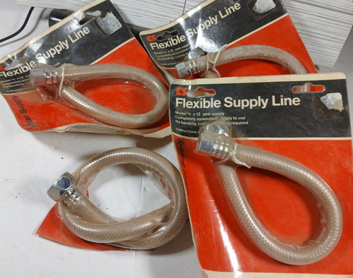 4 Flexible Water Sink Supply Lines 1/2 x 12" 1700C Plumbing Lot New Old Stock