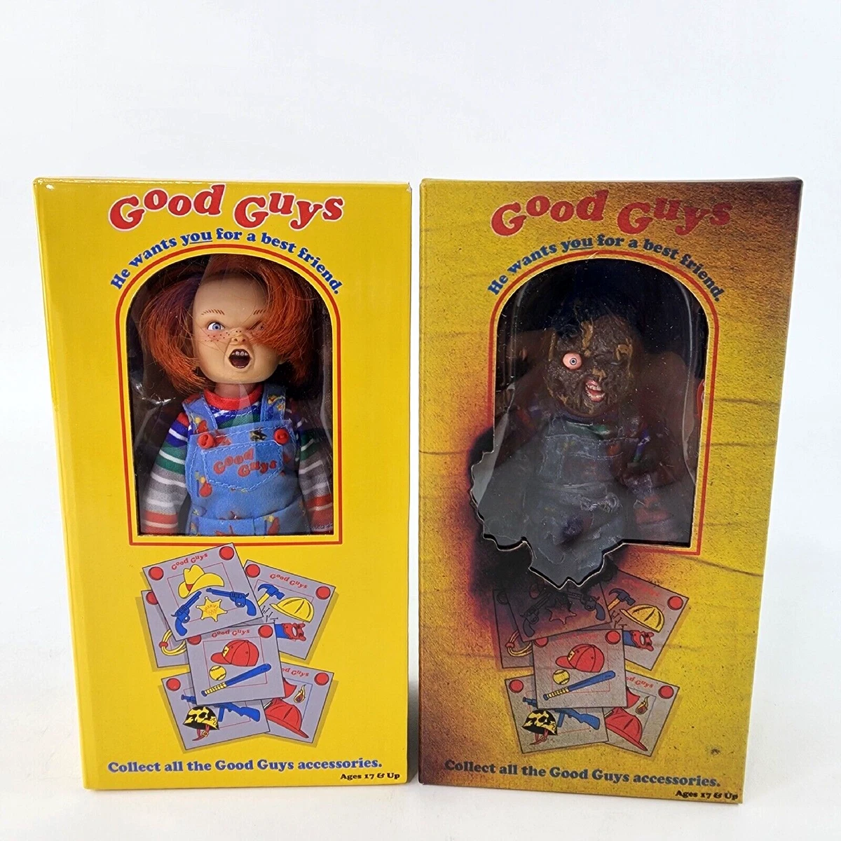 Neca Child's Play Chucky Good Guy Doll & Charred SET Scream Shout Factory NEW