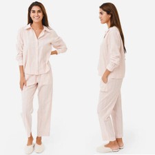 Eberjey Organic Sandwashed Cotton Printed Long PJ Set Sz M