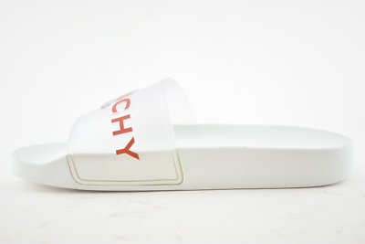 Givenchy Paris White Red PVC Clear Logo Slide Pool Sandal  display picture 3