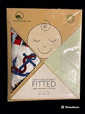 NIB Your Eco Family Fitted Crib Toddler Sheet OCEAN Organic Cotton size 28x52x9