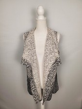 Chico's Black  White Sleeveless Draped Front Sweater Vest Women's Size 2.