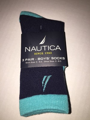 Brand New- Nautica 3 Pair Boys Socks (Size 3c-8.5c)