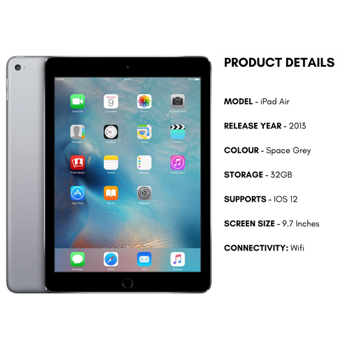 Apple iPad Air 1st Generation 9.7 Inch Tablet Wifi 32GB Storage Space Grey 2013 - Picture 6 of 12