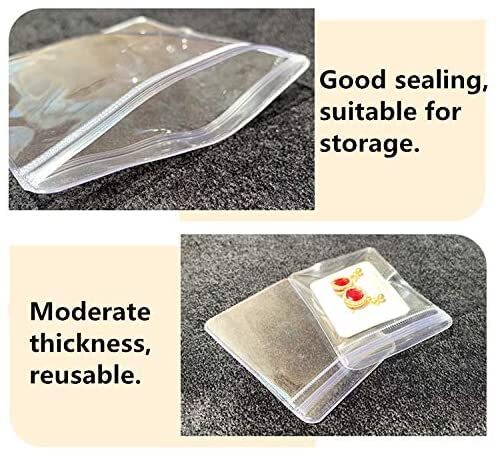 100pcs Clear PVC Transparent Zip Lock Jewelry Bag Small Size Dust 1.57x2.36in - Picture 7 of 7