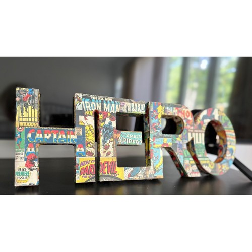 HERO Letters Marvel Comic Book Superhero wall Decor Captain America Spider-Man - Picture 2 of 11