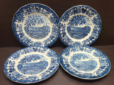 4x Royal Worcester Speiseteller Avon Scenes Palissy 26 cm 1.