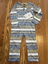 Burts Bees 100 Organic Cotton Striped Snap leg Pajamas Long Sleeved 18M