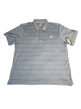 Adidas Golf Polo Shirt Mens 2XL Blue Striped Performance Short Sleeve NWT