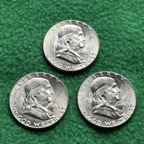Franklin Half Dollar Lot of 3 - 90% Silver - Wise Intrinsic Silver!