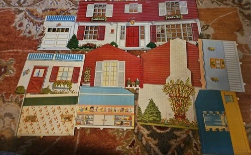 1950s Two Story Marx Tin Litho Dollhouse with 44 Pieces Of  Miniature Furniture