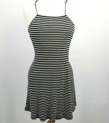 Brandy Melville Women's OS Abigail Bodycon Mini Dress Black/White Strip One Size