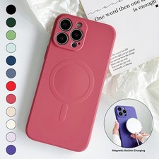 For iPhone 16 Pro Max 15 14 13 12 11 Soft Liquid Silicone MagSafe Slim Case Cove