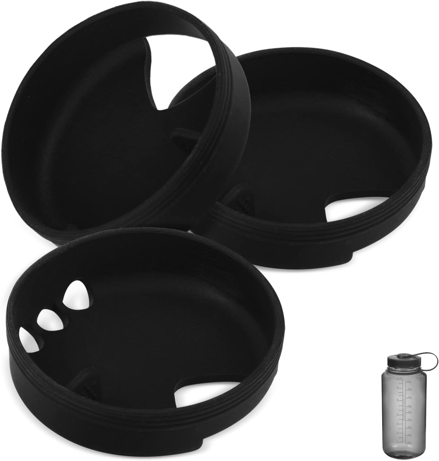Silicone Wide Mouth Water Bottle Splash Guard - Compatible w