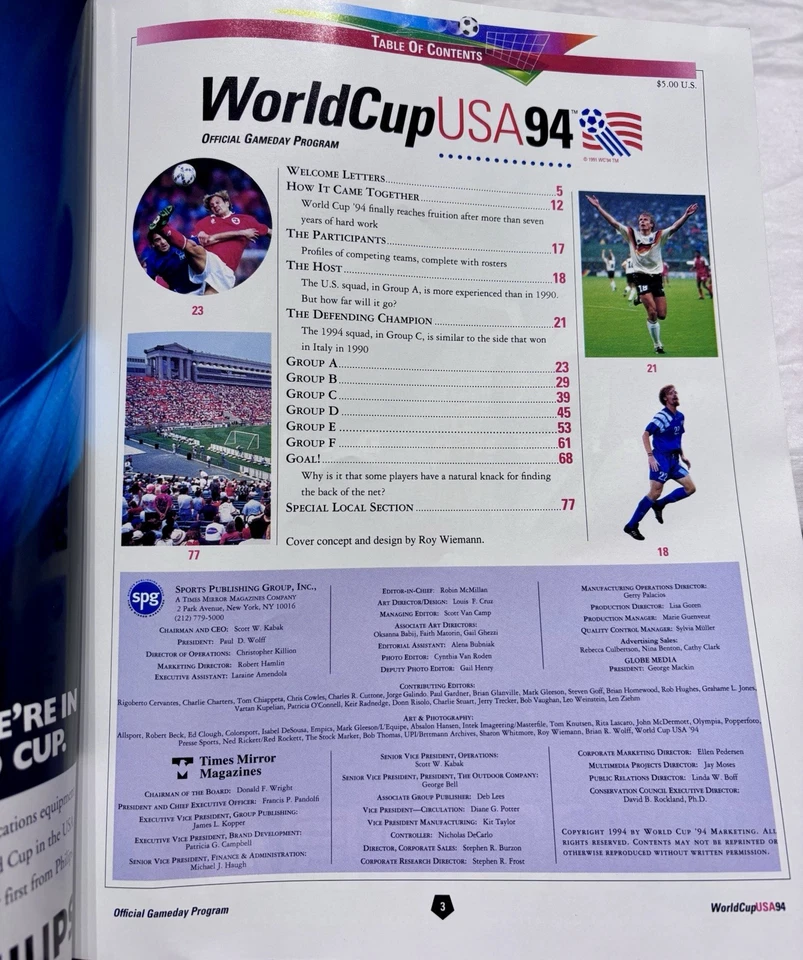 1994 World Cup Official Game Day Program Excellent Condition - Image 3 of 4