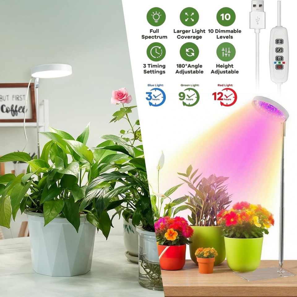 LED Grow Light for Indoor Plants with Stand UV& Full Spectrum Halo ...