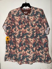 Carhartt Women's 3XL Modern Fit Force Cross-Flex Henley Print Tunic scrub top