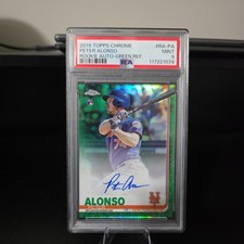 2019 Topps Chrome Pete Alonso Rookie Auto Green Refractor #29/99 PSA 9 Mint