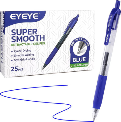 EYEYE Gelschreiber 0,7 Mm Blaue Gelstifte, 25 Stück, Feine Piont Einziehbare Gel