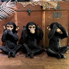 Cor Mulder Affen schwarz 35 cm  3-er Set nicht reden hören sehen Schimpanse