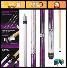 58" 20oz Maple Pool Cue Stick Set, 12.5mm Tip, 3/8x8 Joint, Pro Low Deflection