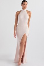 4582 HOUSE OF CB 'Juliette' Blush Halter Gown SIZE S 8/10