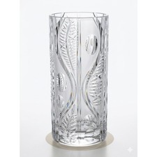Vintage 24 Lead Crystal 9" Cylinder Vase, Heavy Clear Cut  Frosted