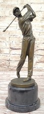 Vintage Bronze Golfer Golfing Putting Figure Trophy Man Cave Club Putting Decor