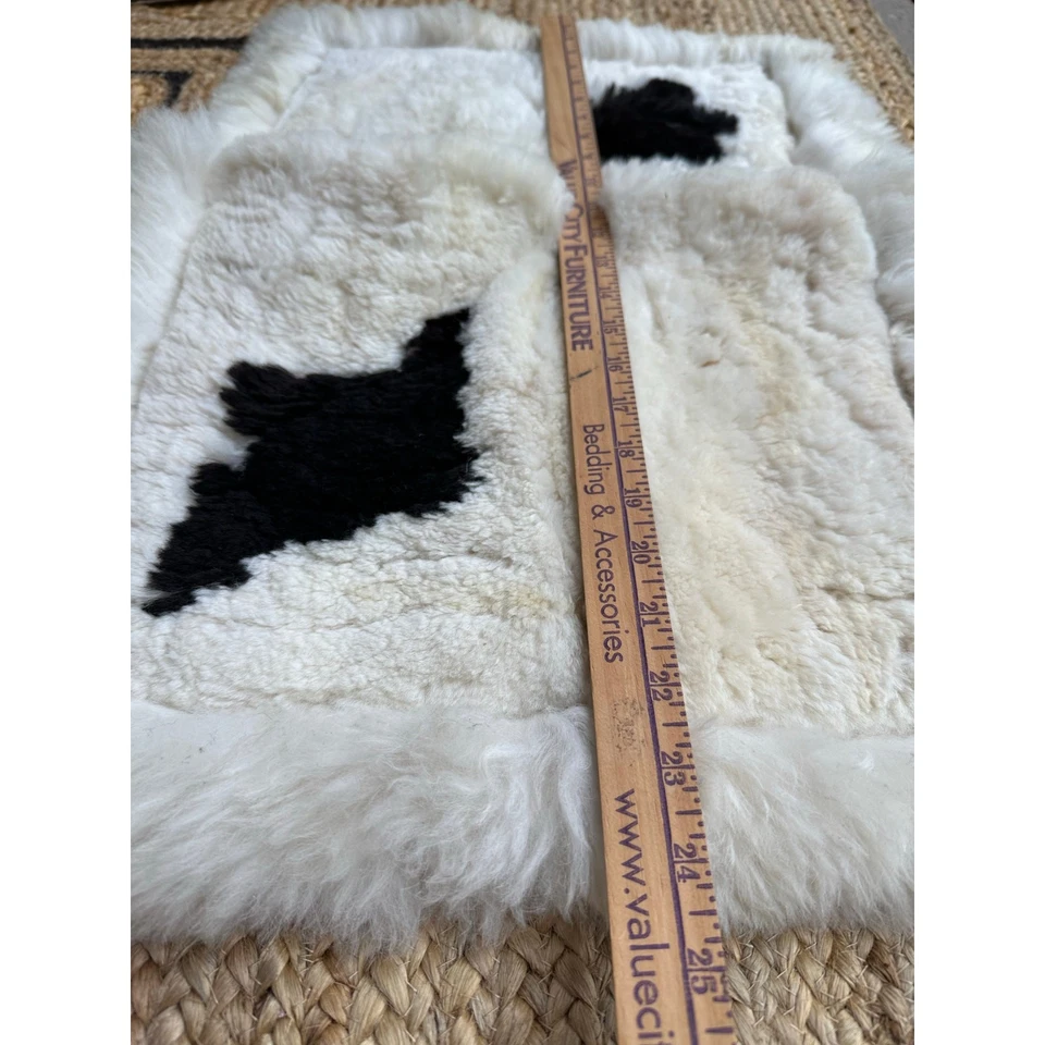 Alpaca Fur Lumbar Pillow cover case made in Peru white black spots soft 20x14” - Image 4 of 4