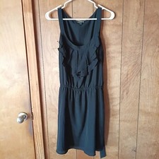 Express Black Sleeveless Ruffle Front Dress Size Large Elastic Waist Mini