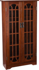 Elegant Oak Window Pane Media Cabinet for Stylish Storage Solutions