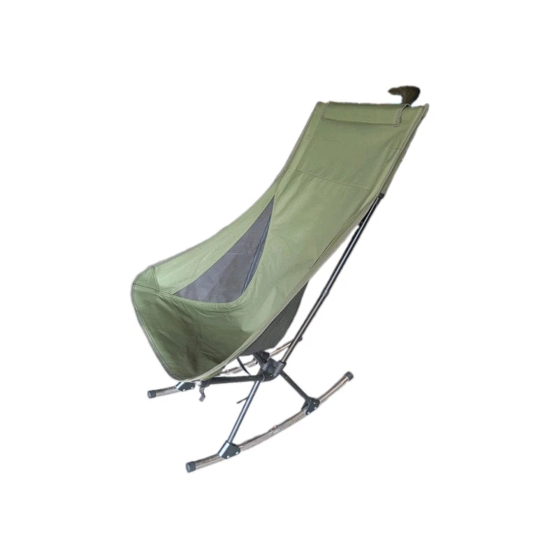 Green Folding Portable ROCKER Camping Chair w/ Carry Bag Metal Frame