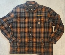 Carhartt Relaxed Fit Heavyweight Flannel Sherpa Lined Shirt Jacket Men  s 2XL