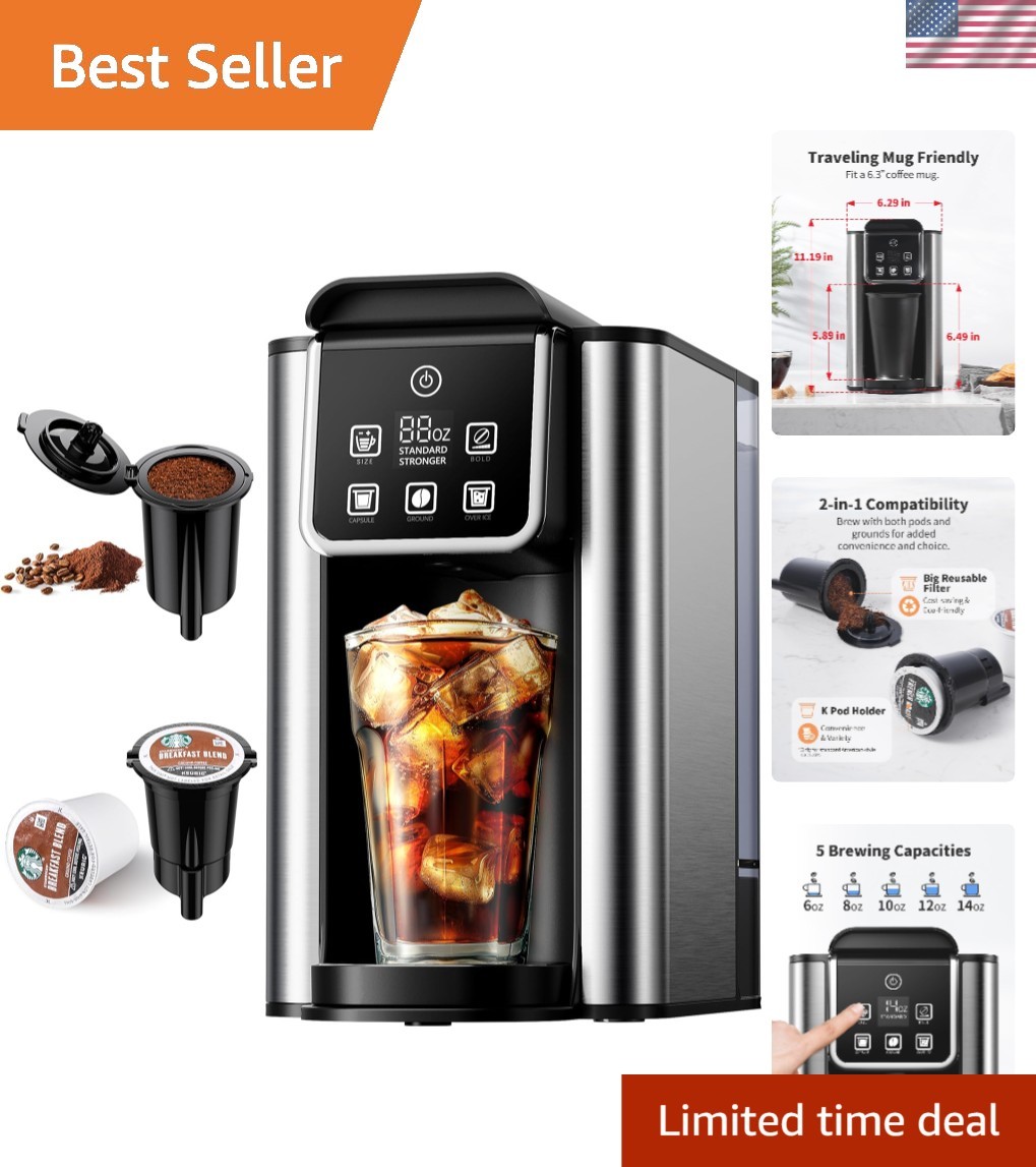: Hot & Iced Coffee With Reusable Filter And Auto Shut-off