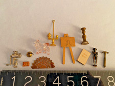 Antique/Vintage Dollhouse Accessories MINIATURES- big lot 11 items