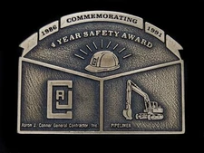TF09143 VINTAGE 1991 **AARON J. CONNER GENERAL CONTRACTOR** SAFETY AWARD BUCKLE
